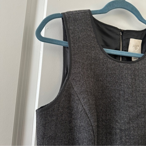 J Crew Suiting Gray Herringbone Sleeveless Sheath Dress Women’s Size 6 Career - Picture 5 of 17